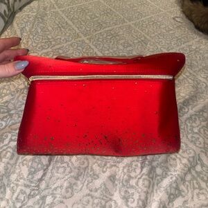 Estee Lauder Bright Red Travel Cosmetic Case with Gold Trim